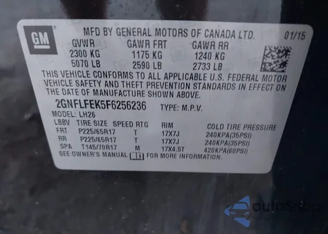 2015 Chevrolet Equinox 1Lt z USA, uszkodzony, nr VIN 2GNFLFEK5F6256236